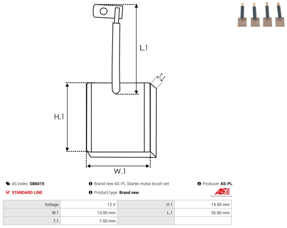 Starter motor brush
