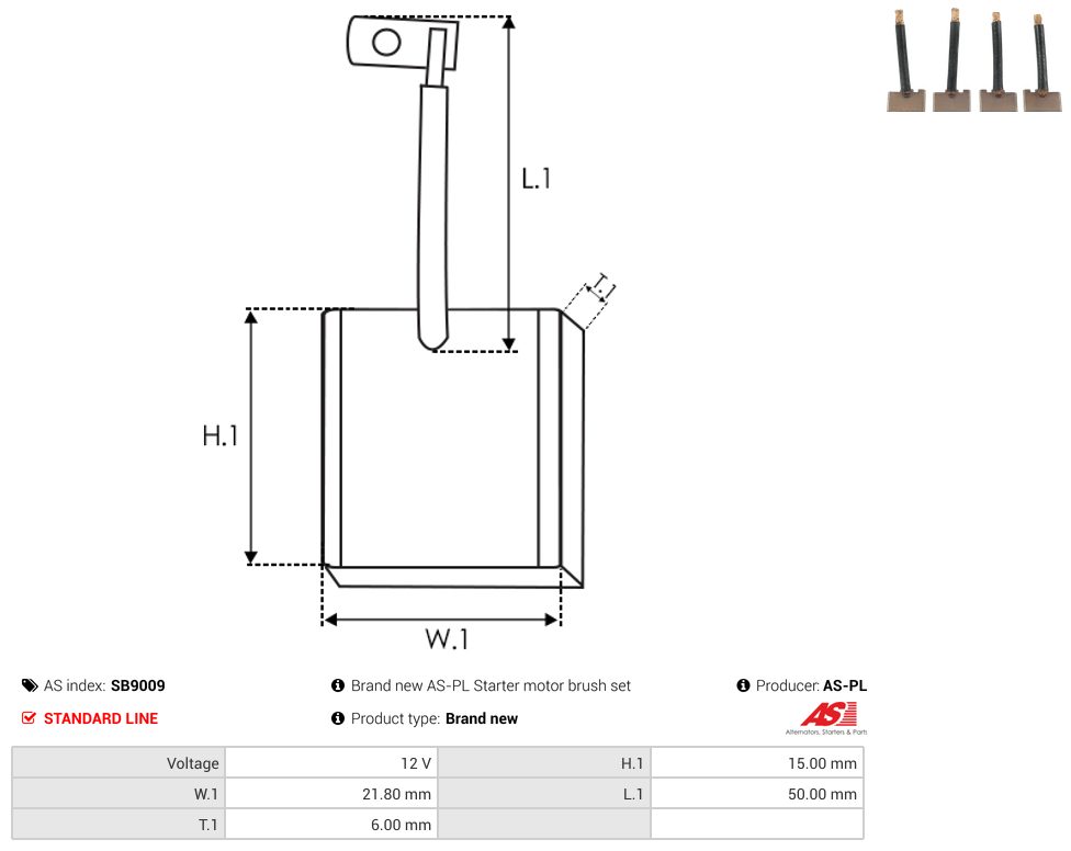 Starter motor brush