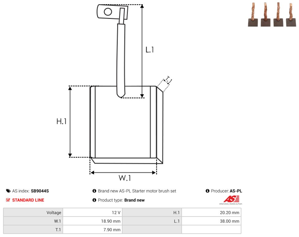 Starter motor brush