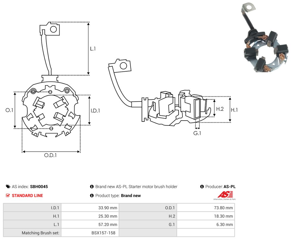 Starter motor brush holder