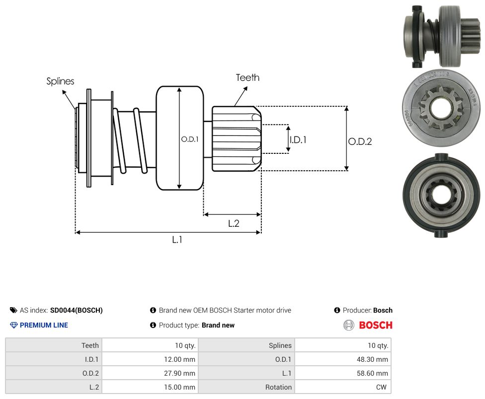 Starter motor pinion