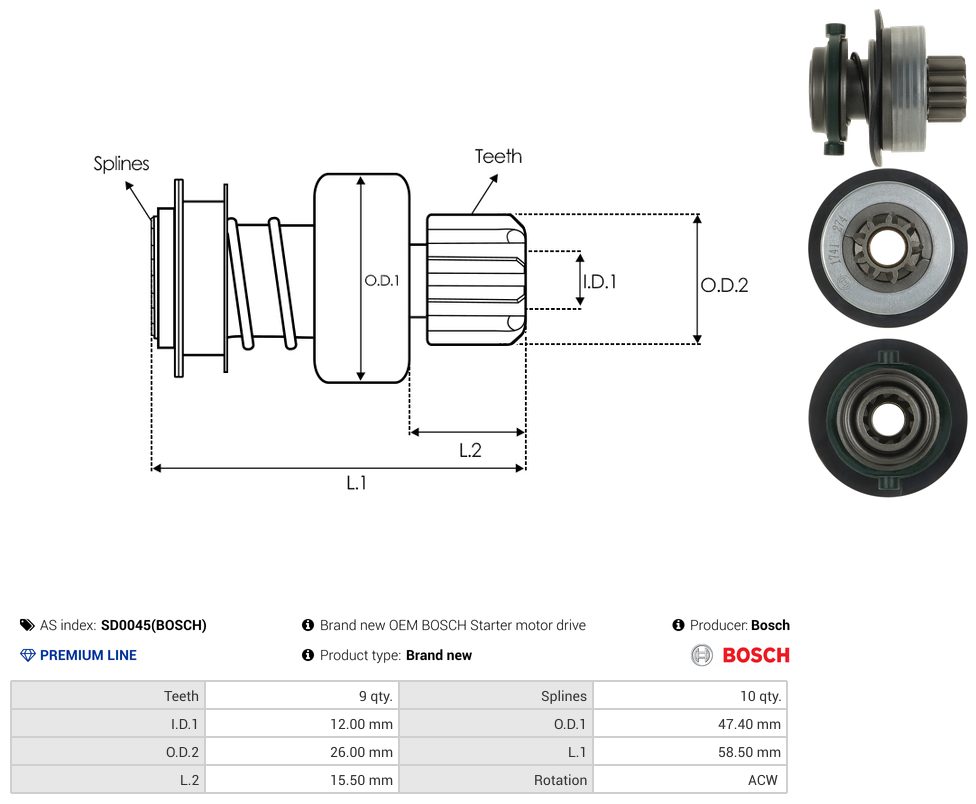 Starter motor pinion