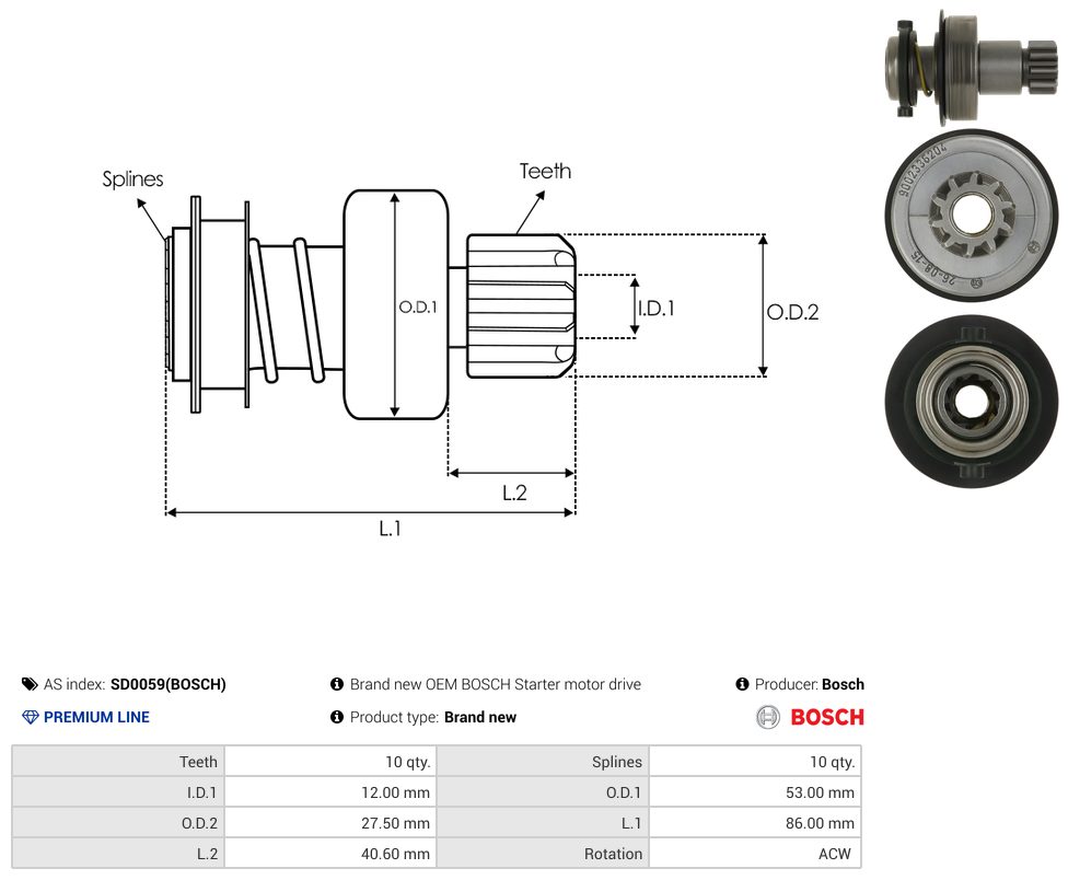 Starter motor pinion