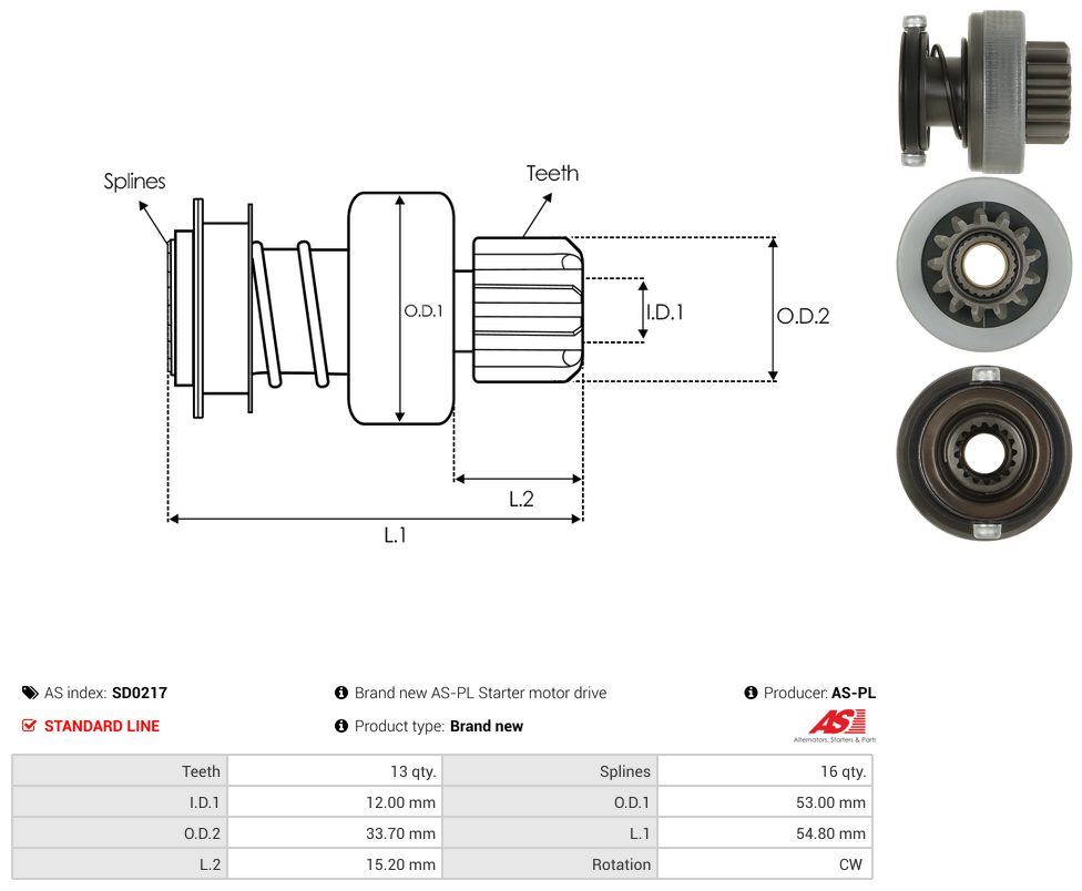 Starter motor pinion