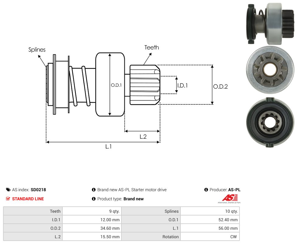 Starter motor pinion