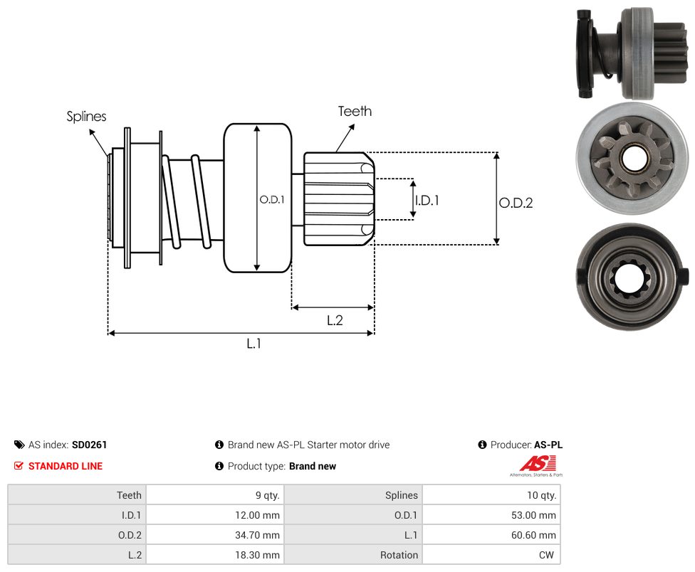 Starter motor pinion