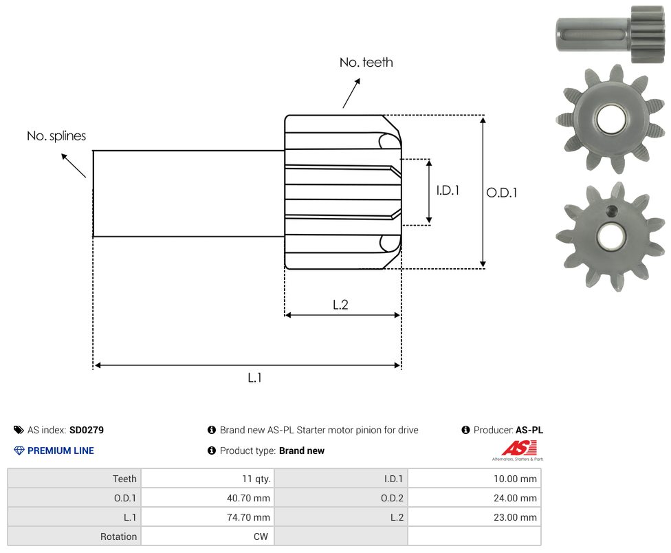 Starter motor freewheel
