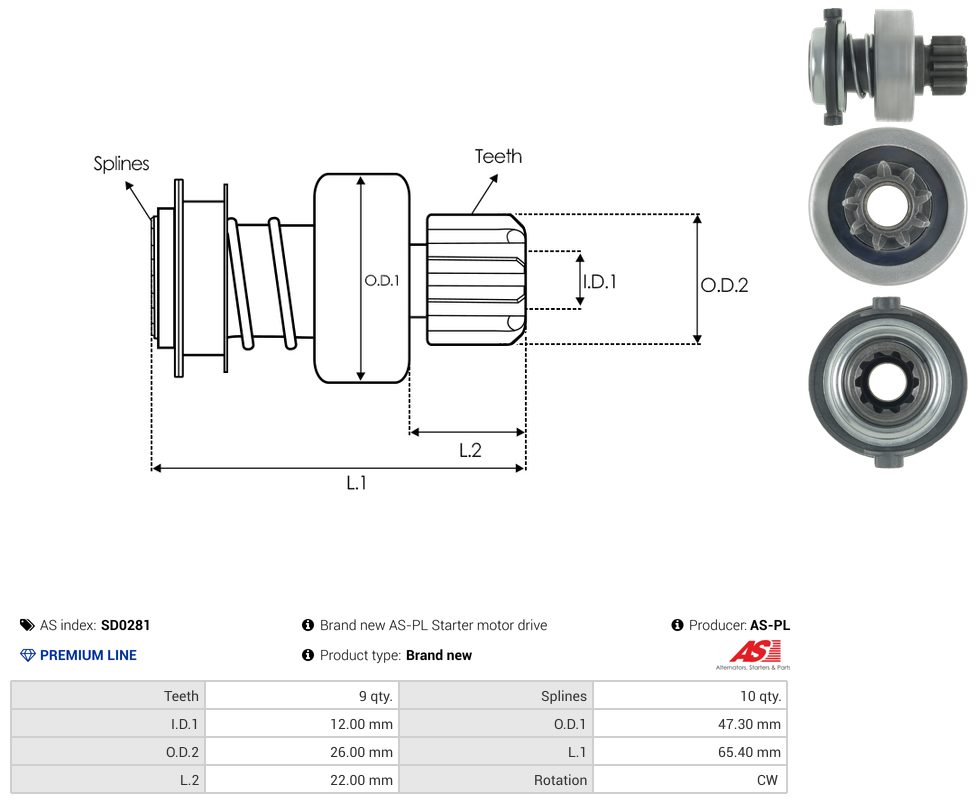 Starter motor pinion