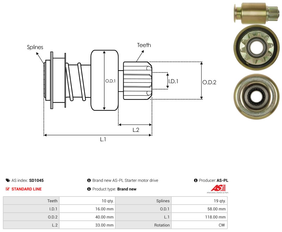 Starter motor pinion