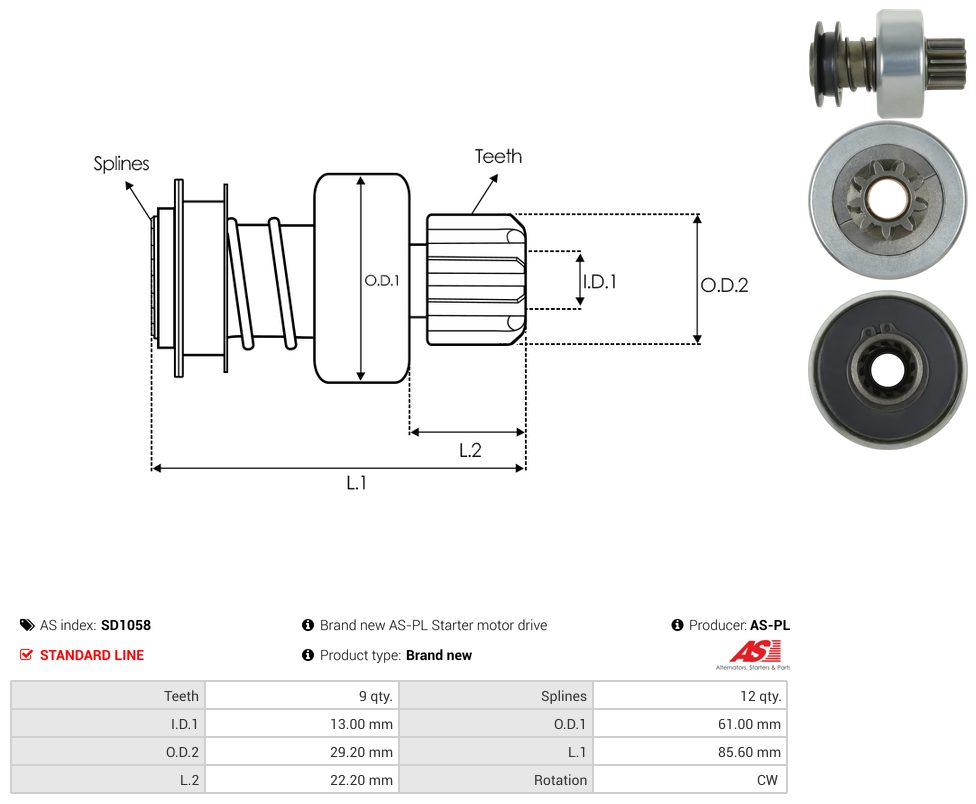 Starter motor pinion