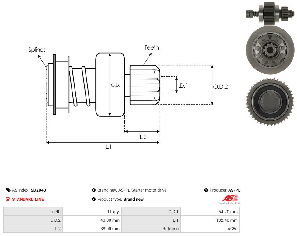 Starter motor pinion