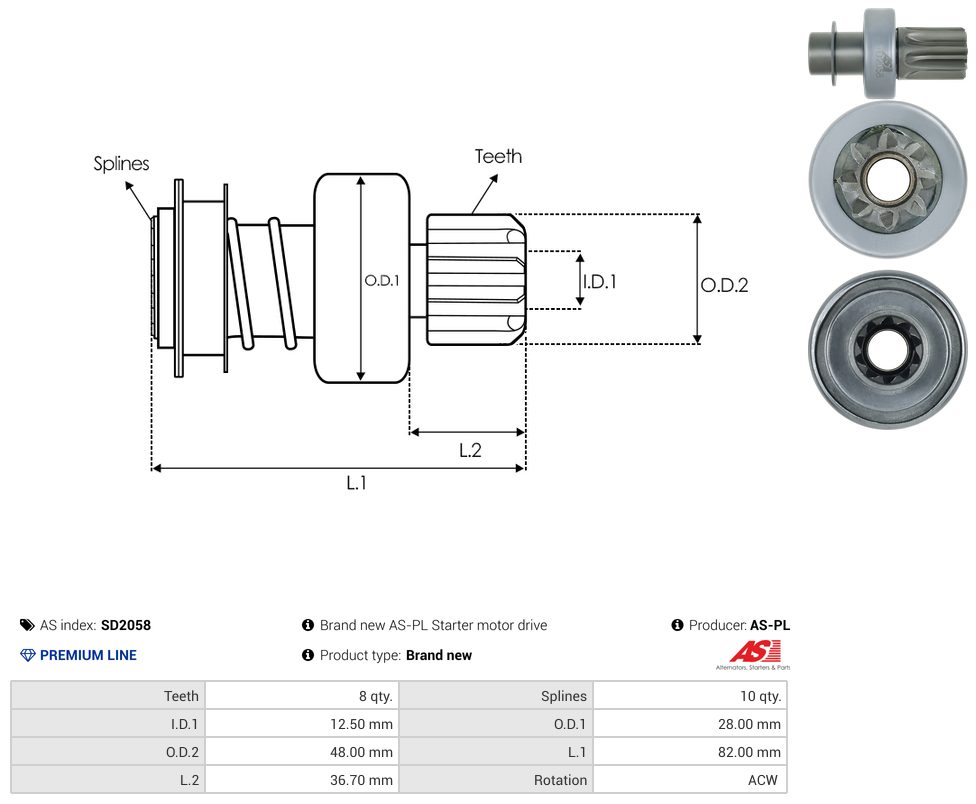Starter motor pinion