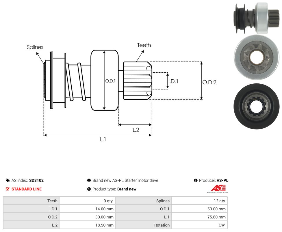 Starter motor pinion