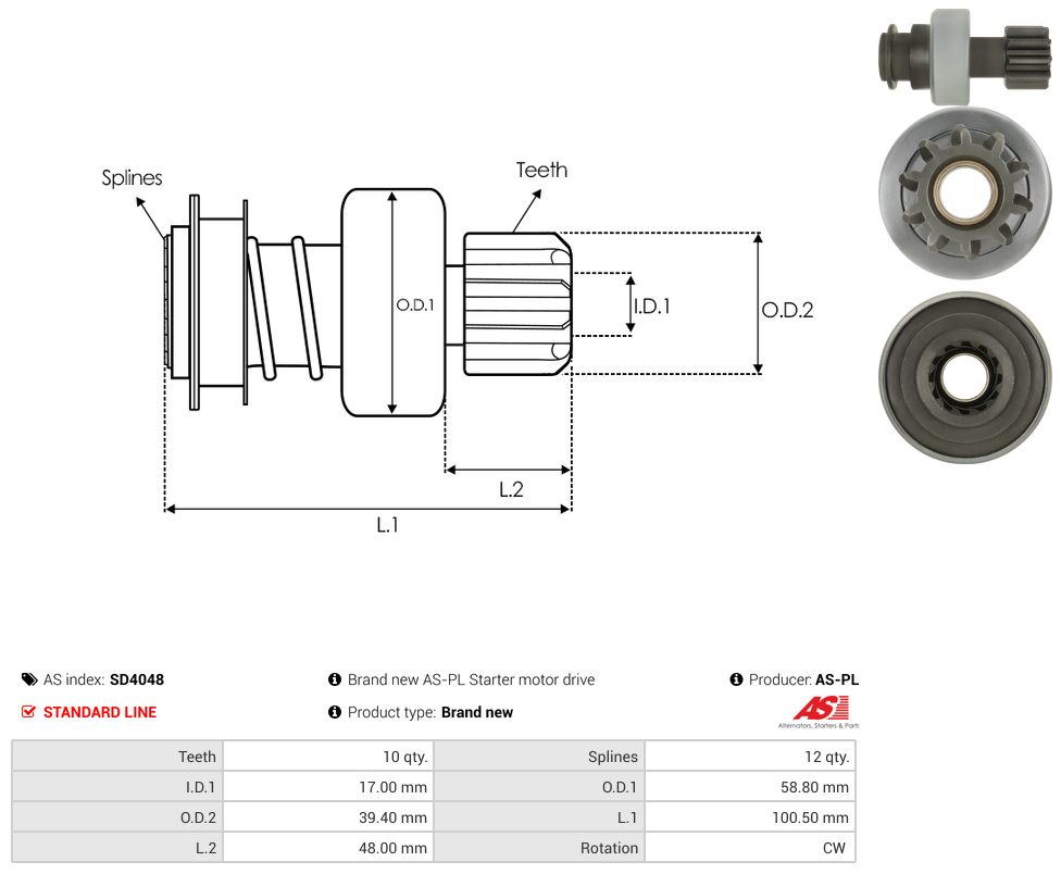 Starter motor pinion
