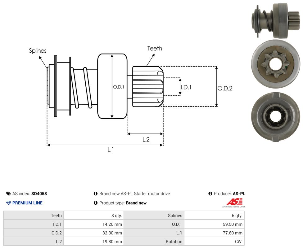 Starter motor pinion