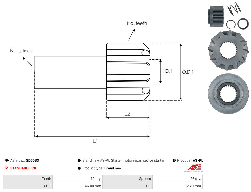 Starter motor freewheel