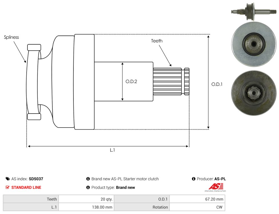 Starter motor freewheel