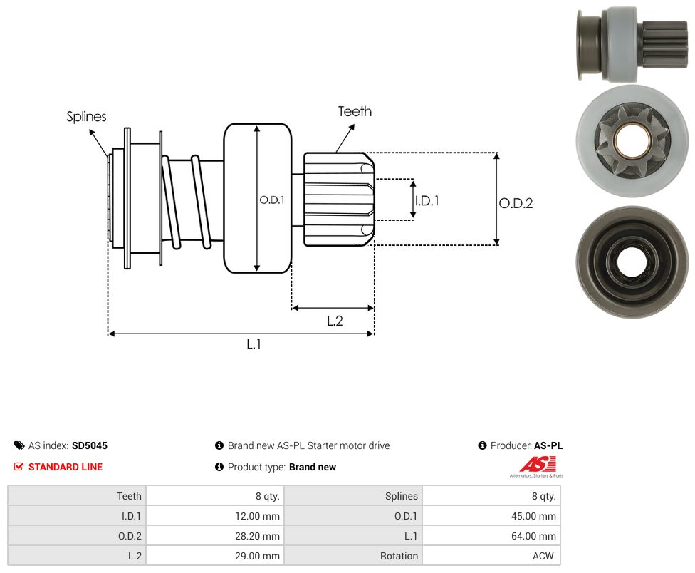 Starter motor pinion