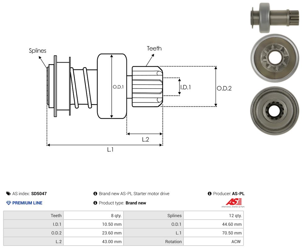 Starter motor pinion