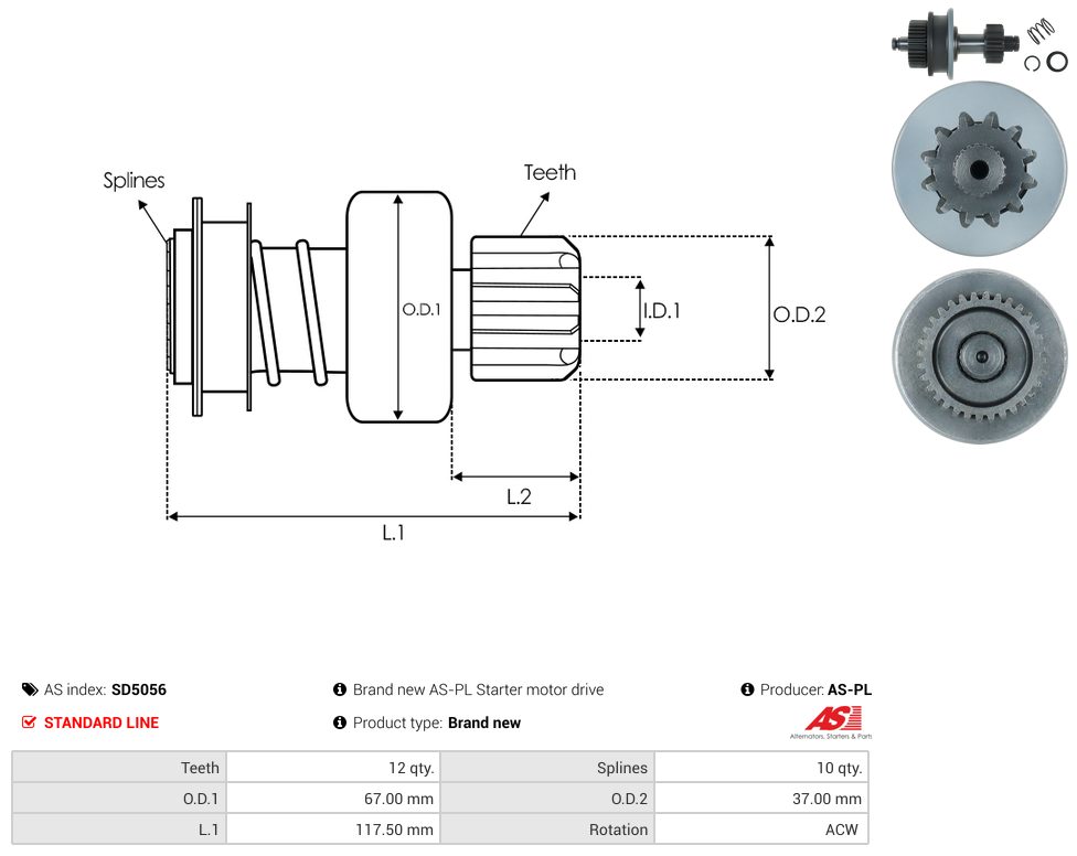 Starter motor pinion