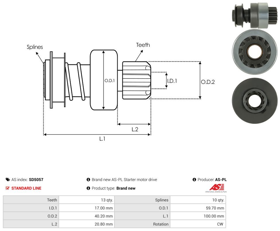 Starter motor pinion