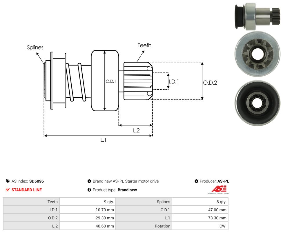 Starter motor pinion