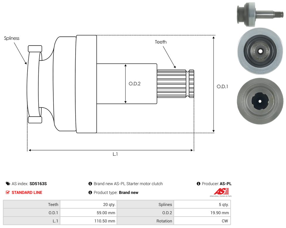 Starter motor freewheel