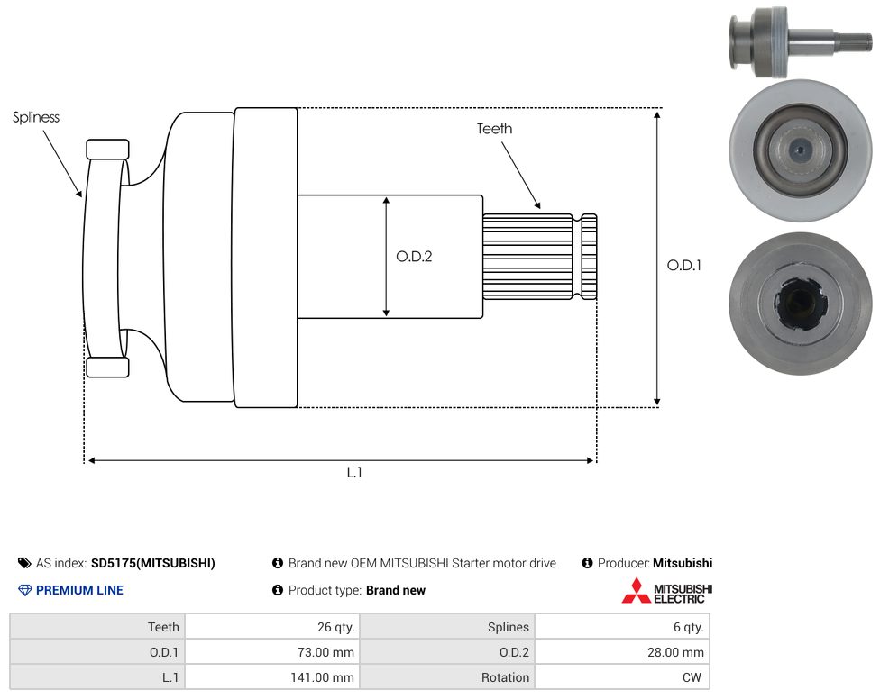 Starter motor freewheel