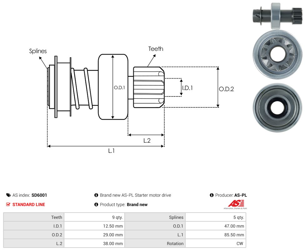 Starter motor pinion