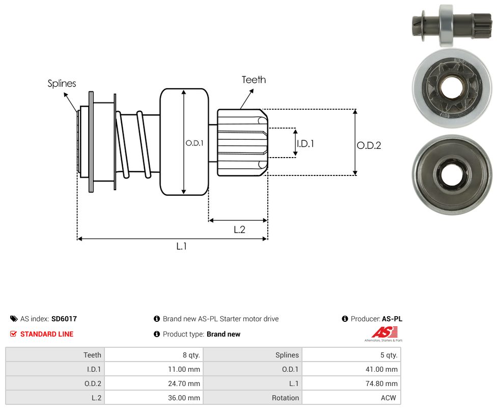 Starter motor pinion