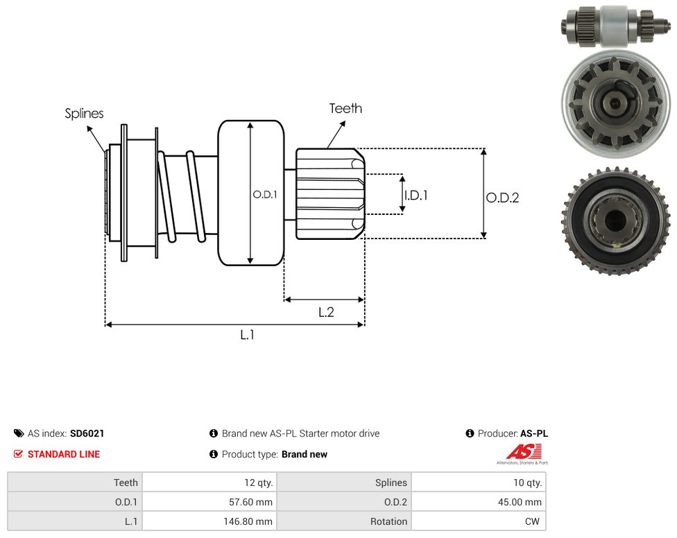Starter motor pinion
