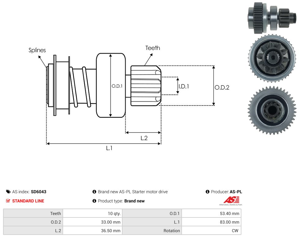 Starter motor pinion