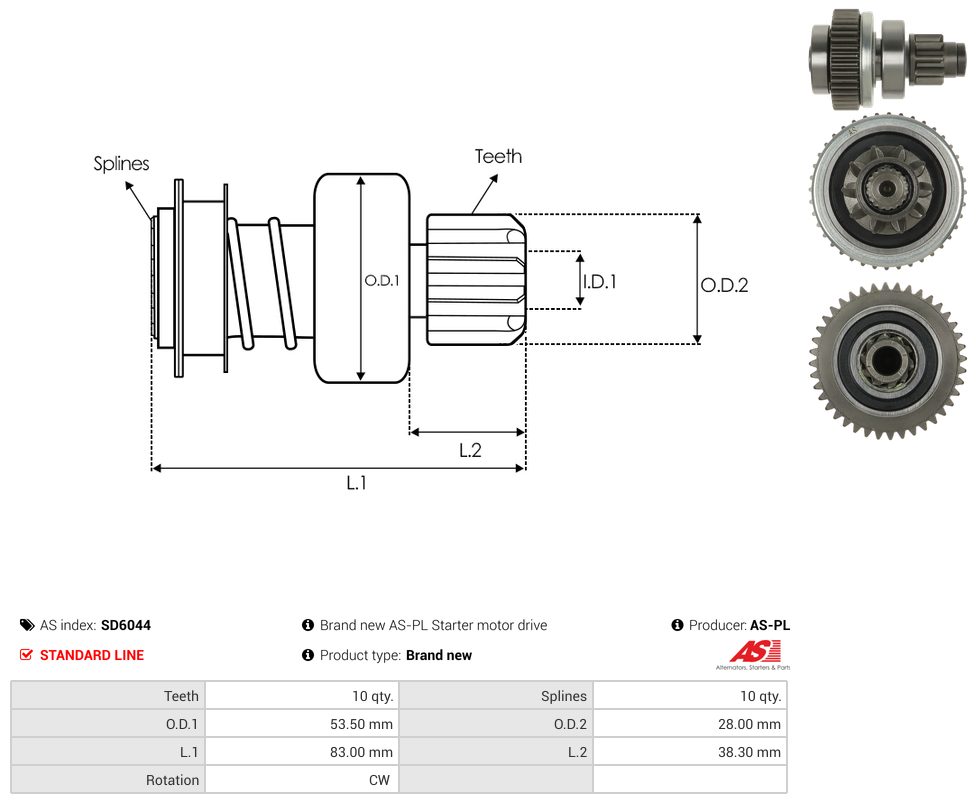 Starter motor pinion