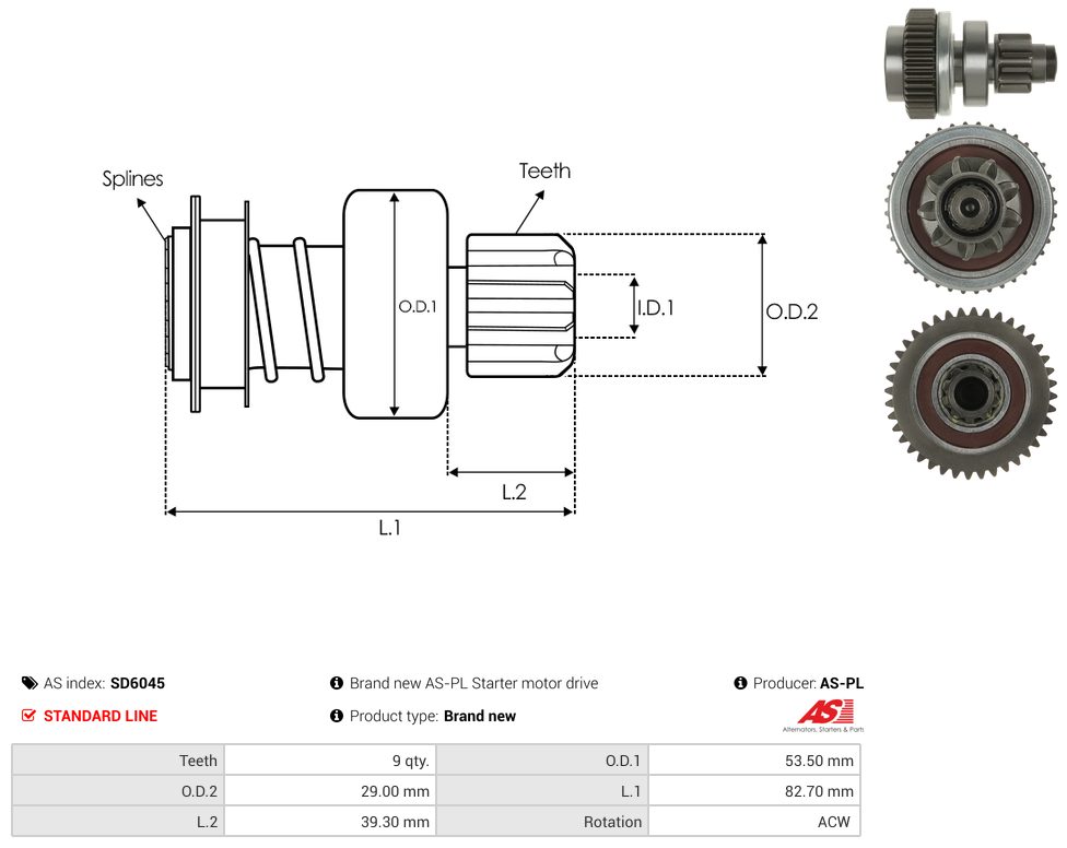 Starter motor pinion