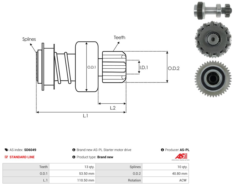 Starter motor pinion