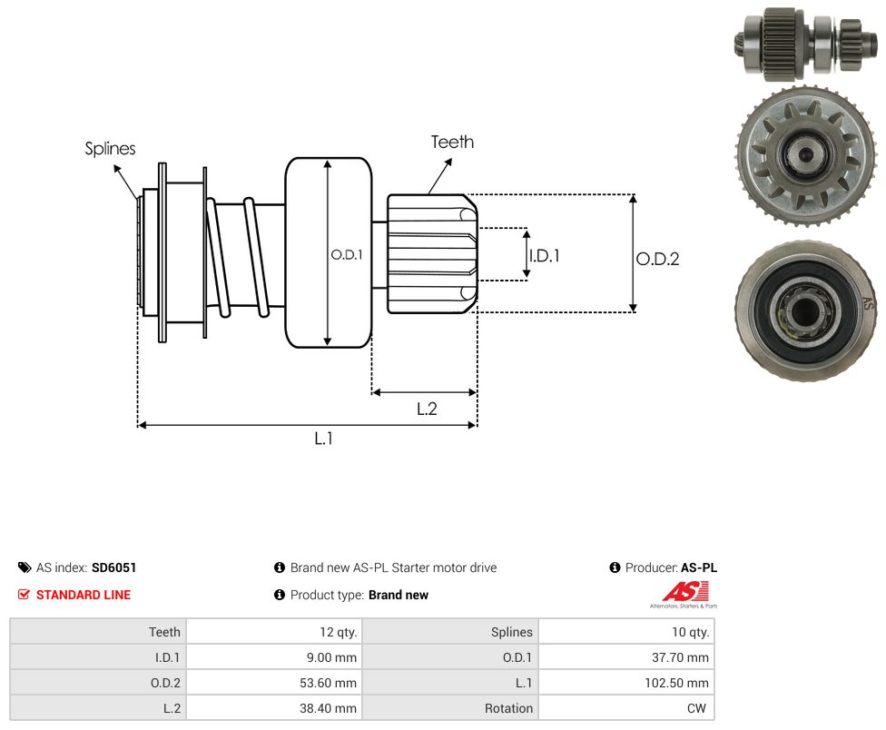 Starter motor pinion