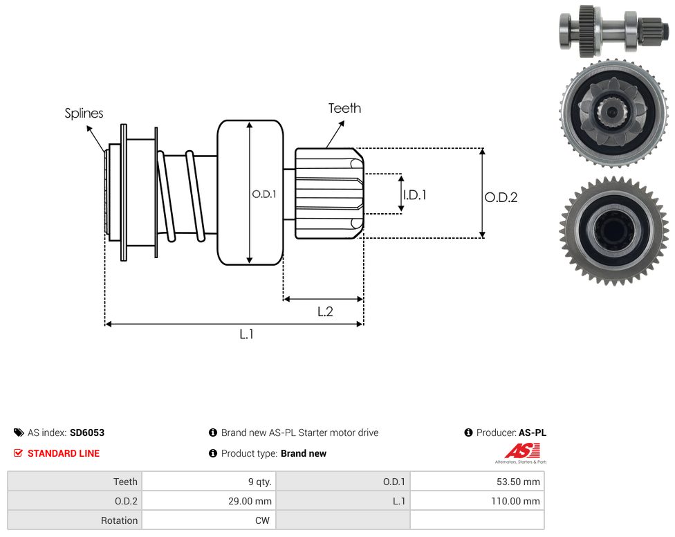 Starter motor pinion