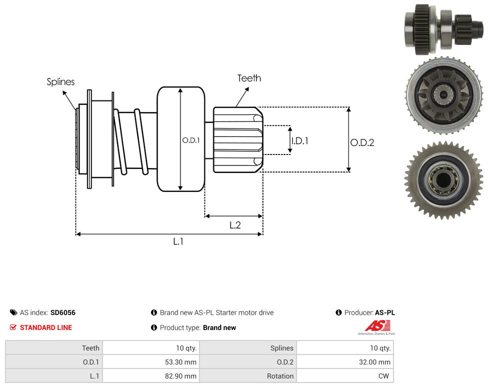 Starter motor pinion