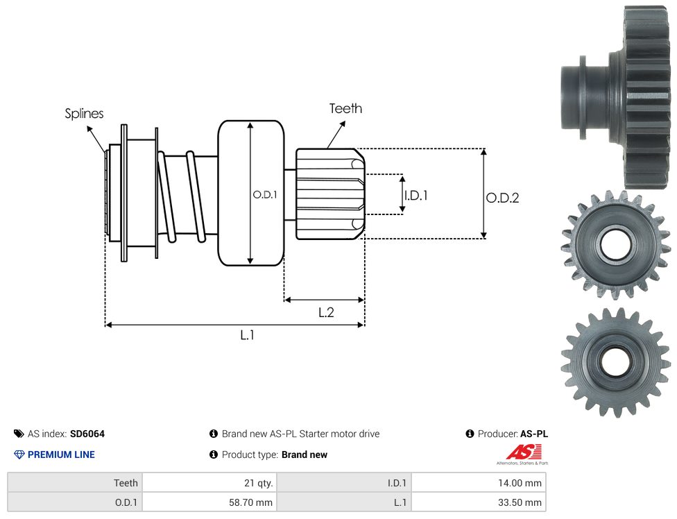 Starter motor pinion