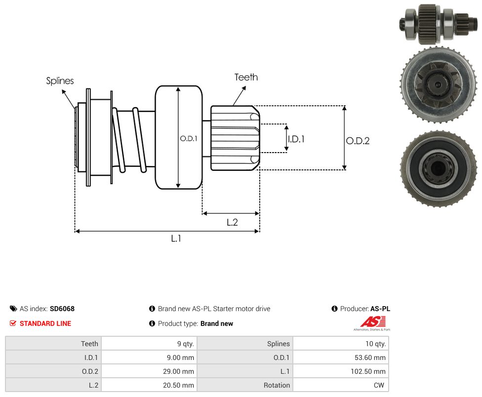 Starter motor pinion