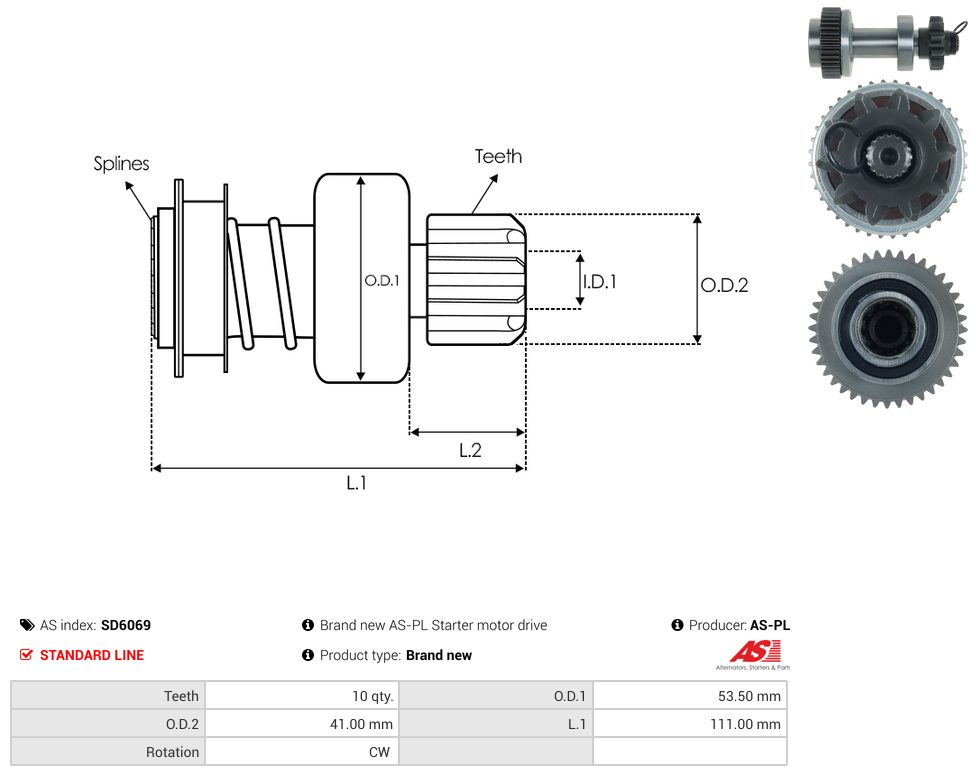 Starter motor pinion