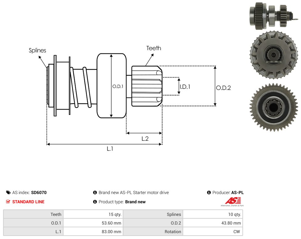 Starter motor pinion