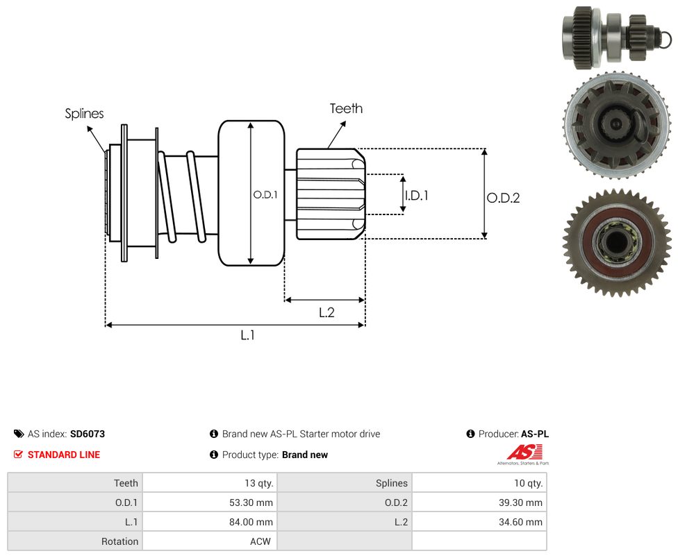 Starter motor pinion