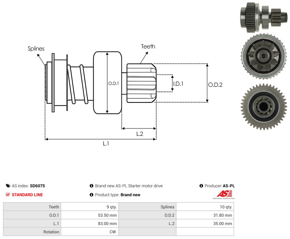 Starter motor pinion