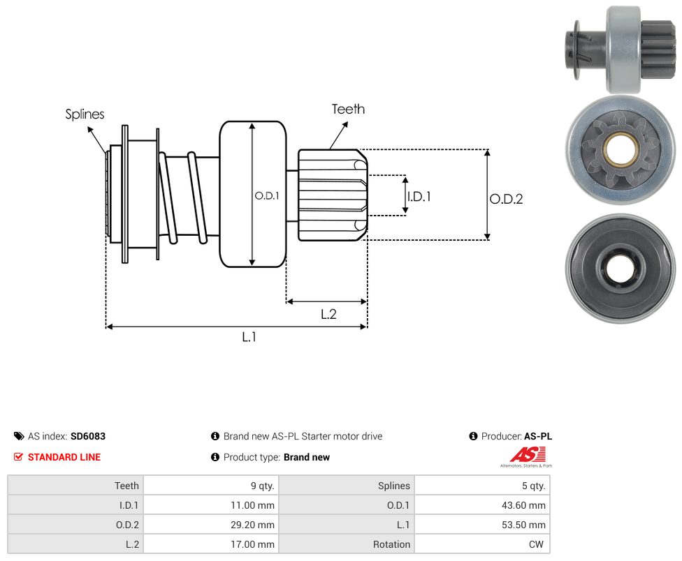 Starter motor pinion