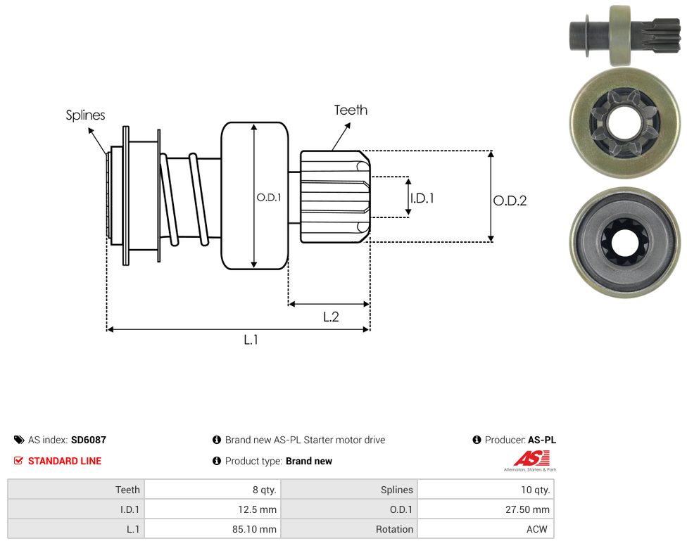 Starter motor pinion