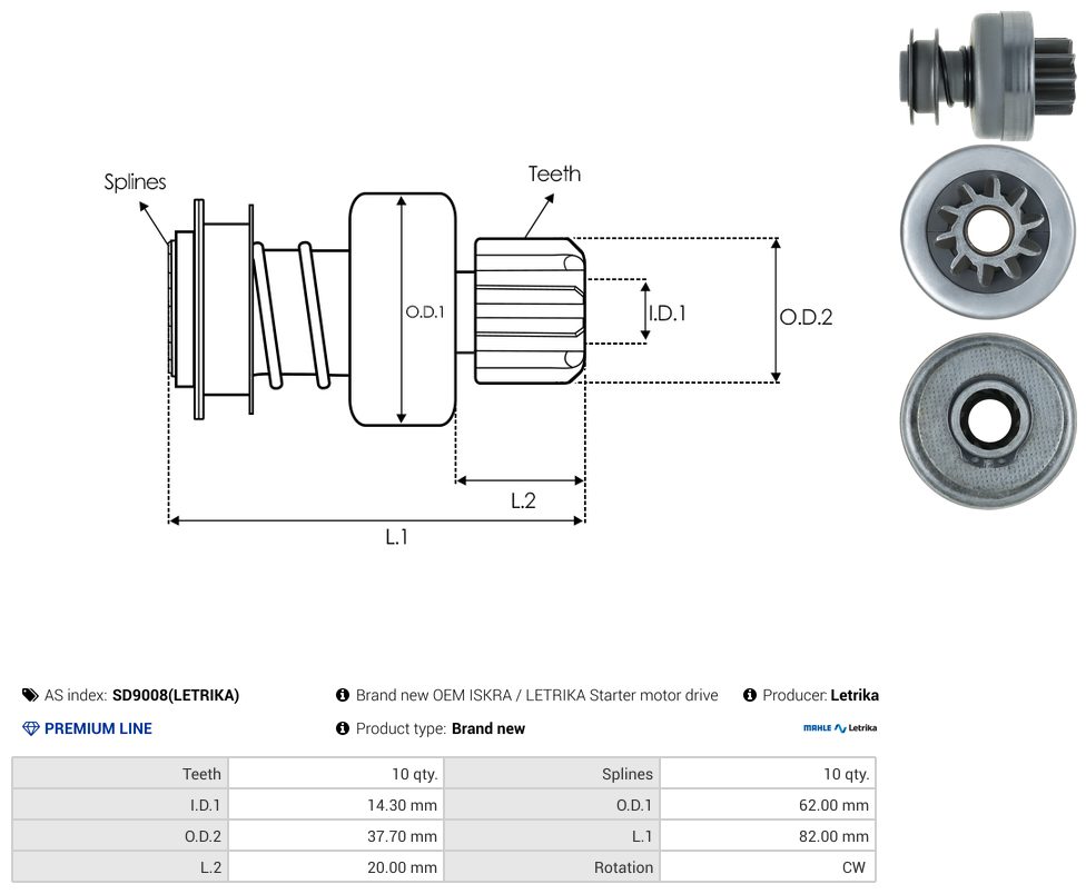 Starter motor pinion