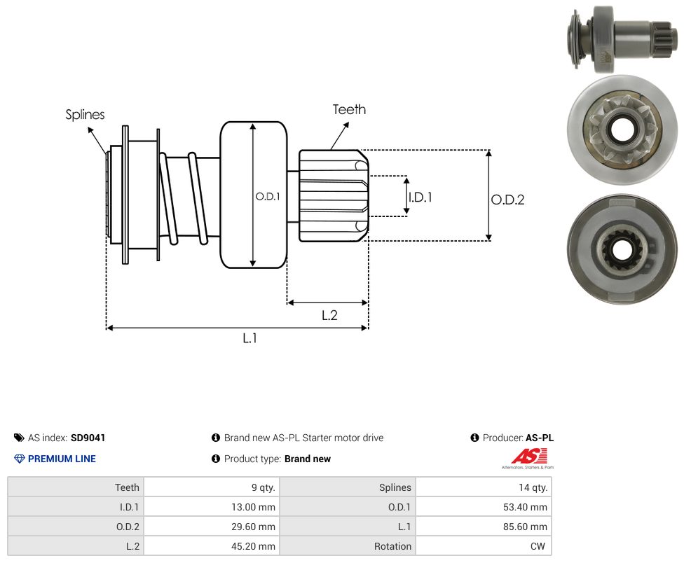 Starter motor pinion