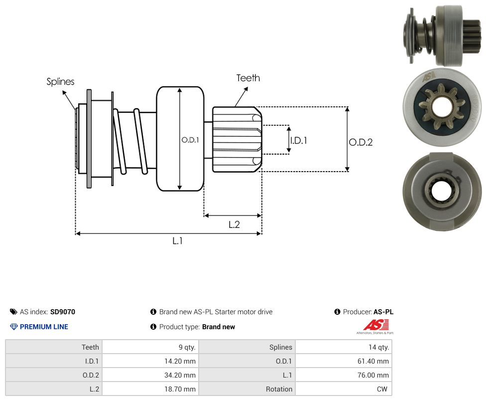 Starter motor pinion