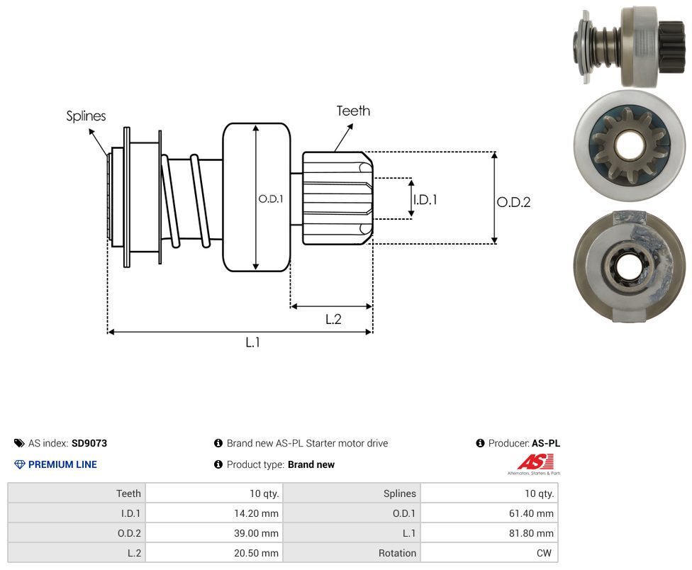 Starter motor pinion